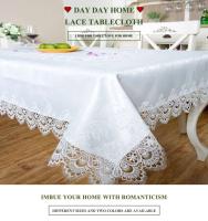 Caminos de mesa de comedor circulares cuadrados, diseño de mantel bordado ENCE, blanco beige, utilizado para restaurantes, bodas y fiestas - details 0