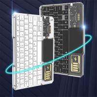 Teclado inalámbrico luminoso, panel táctil recargable, Bluetooth, para teléfono, PC, tableta, juegos, azul claro - details 3