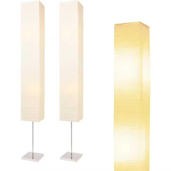 Lámpara de Pie Lianheng Estilo Japonés con Pantalla de Papel de Arroz Lámpara de Oficina y Dormitorio Pack de 2 Marrón - 1