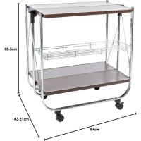 Servicio de cocina, almacenamiento, 2 estantes, 1 cesta de almacenamiento, con ruedas, cocina, sala de estar - Kitchen Wagon CW-005 - Marrón - details 4