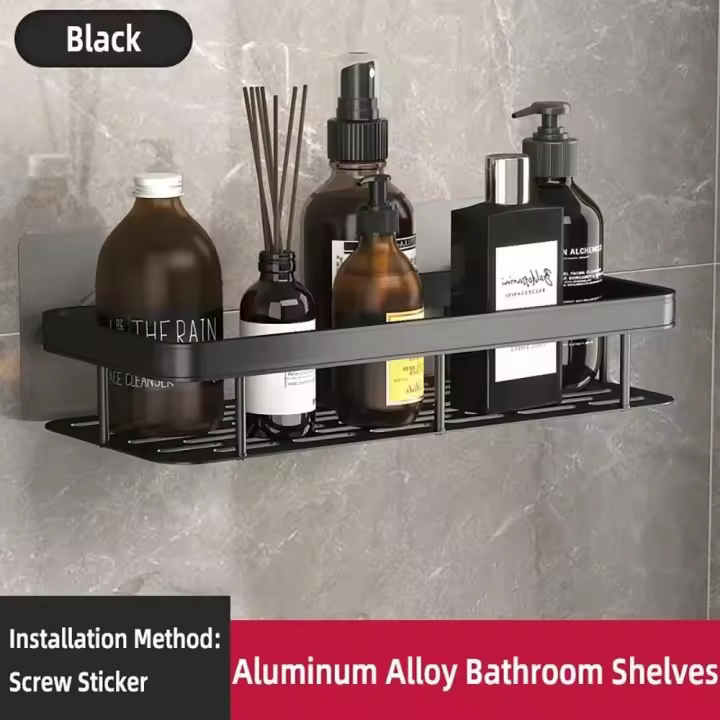 Toallero de baño de esquina rectangular montado en la pared, estante para ducha y champú, estante triangular sin diamantes - 1