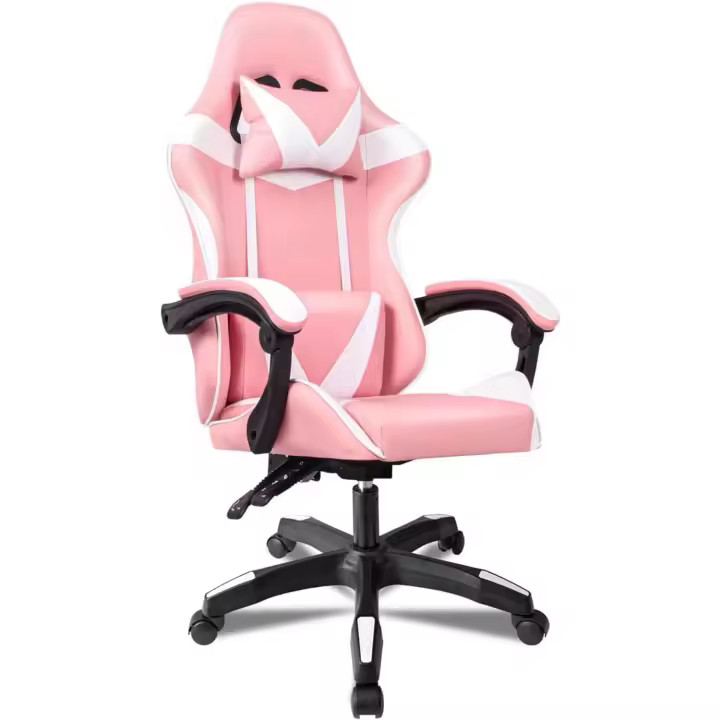 Silla de Juegos Ergonómica Reclinable con Almohada Lumbar y Cervical Altura Ajustable, Reposabrazos Acolchados, Ruedas 360° Ideal para Oficina, Escritorio, Teletrabajo, Estudio, Juego, Ordenador - 1