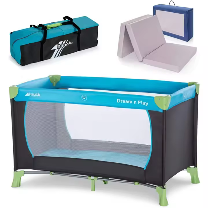 Cuna de Viaje para Bebé Almohada de Confort Parque Cuna Plegable con Bolsa de Transporte Azul - 1