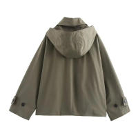 TRAFZA-cortavientos de manga larga para mujer, abrigos informales de un solo pecho con Bolsillos y cuello vuelto, a la moda, otoño, 2024 - details 2
