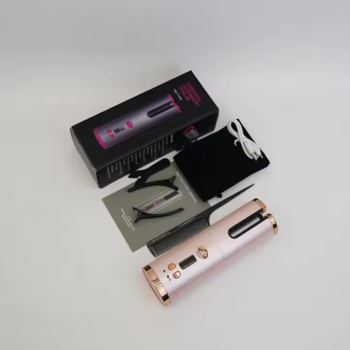Set de Rizos Automáticos sin Cable Herramienta de Estilismo de Temperatura Ajustable con Pantalla LED Equipo de Belleza para Ondas - 1