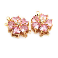 4 juegos de collares de flores de latón y circonita de Color dorado de 18K, cierres de conexión, suministros para hacer joyas Diy, accesorios para mujer - details 9
