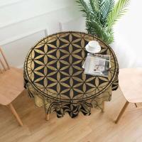 Mantel circular mandala, flor de loto de la vida, impermeable, resistente al aceite, 60 pulgadas, forma geométrica sagrada - details 178