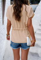Top elegante de cintura ajustada de Color sólido elegante de primavera y verano a la moda para mujer - details 6
