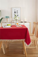 Mantel de Comedor de Hogar de Granja de Color Sólido Tela Cuadrada de Algodón con Borla - details 6