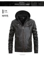 Chaqueta de cuero para motocicleta cortavientos con cremallera y cuello levantado de PU para hombre, informal, ajustado, de lana, para invierno, Otoño e Invierno - details 2
