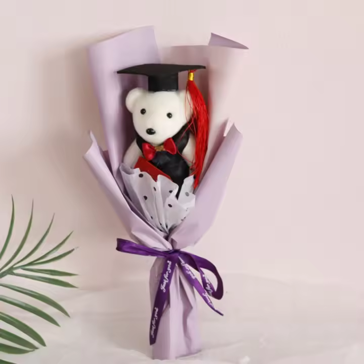 Ramo de peluche de oso de dibujos animados, juguete de decoración, regalo de graduación, nuevo - 1