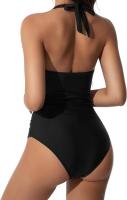 Traje de baño sexy de una pieza con lazo en el cuello y espalda cruzada para mujer - details 2