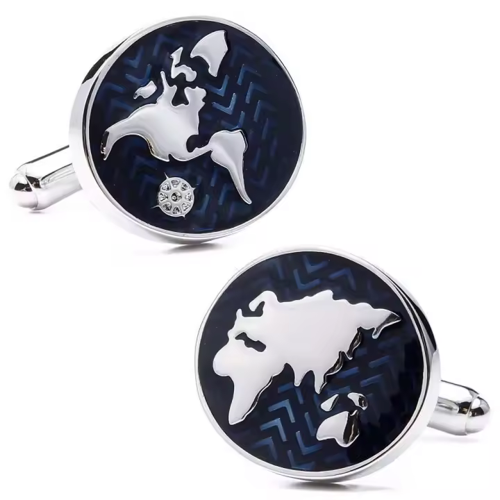 Gemelos con mapa del mundo para hombre IGame, hechos de material de latón de alta calidad, diseño de globo azul, regalo - 1