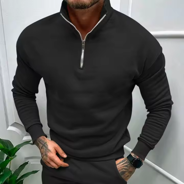 Chaqueta de color liso con cuello alto y media manga larga, para hombre - 1