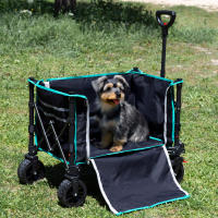 Aktive - carro playa plegable, carro transporte con ruedas grandes 360°, carro jardín compacto, estructura acero, tejido poliéster, 70x45x95 cm, carga 60 kg, bolsillo interior, bandas reflectantes, carro carga plegable - details 2