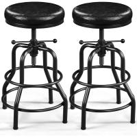 Taburete sintético Alto Redondo Ajustable en Altura con Dos reposapiés, Silla de Cocina con Marco de Metal para Cocina, Restaurante Bistrot Negro - details 29
