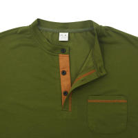 Polo de manga corta para hombre, camiseta informal con cuello Henley, talla grande, primavera, verano, Azul, Negro, RED2xl - details 5