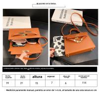 Cerradura texturizada portátil pequeño bolso cuadrado de las mujeres nuevo versátil clásico bolso de mensajero de hombro PU bolso Kelly de moda - details 33