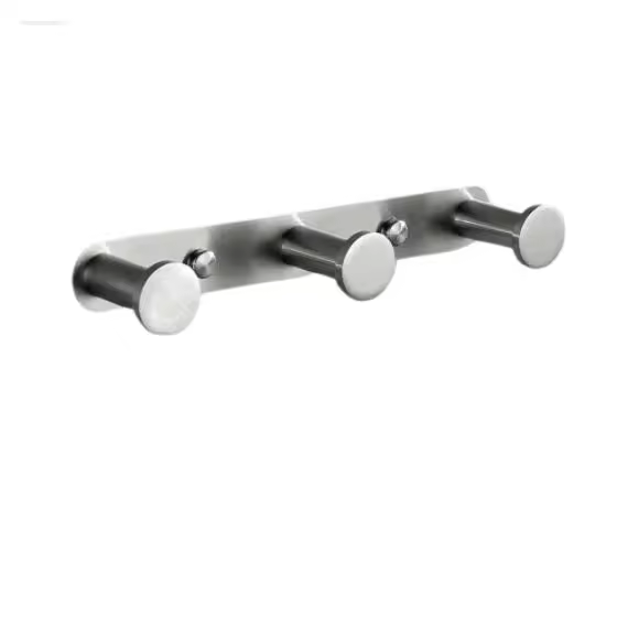 Gancho de pared para toalla, Perchero de acero inoxidable para baño, cocina, 3 ganchos cepillados - 1