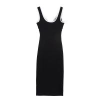 PB & ZA2025Temperamento contraste Color tirantes cuello en V vestido sencillo ajustado novedad de verano llegada ropa de mujer - details 2
