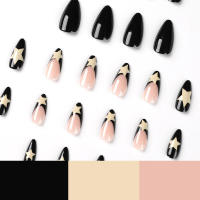 Uñas artísticas de material francés de almendra negra Ideal para principiantes - details 1