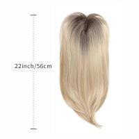 Topper de pelo liso en capas con flequillo, extensiones de cabello sintético con Clip ombré, postizos naturales de 22 pulgadas - details 0
