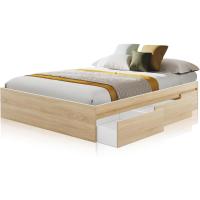 Cama con Almacenaje, Modelo Four, Acabado en Roble Canadiense, Medidas: 156 cm (Ancho) x 196 cm (Largo) x 37 cm (Alto) - details 0
