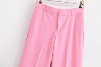 TRAFZA-Conjunto de 2 piezas rosa para mujer, chaqueta con solapa, manga larga, bolsillo, con cordones, Top + pantalones de pierna ancha con cremallera de cintura alta - details 18