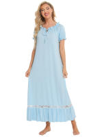 Pijamas para mujer, ropa de dormir con un hombro, camisón de manga corta, vestido mixto de encaje - details 20