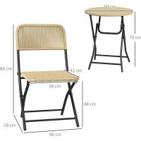 Juego de muebles de jardín de ratán plegable de 3 piezas con 2 sillas y 1 mesa de centro redonda para - details 4