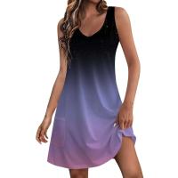 Vestido de verano informal para mujer con bolsillos, blusas bohemias de playa con gradiente ral para mujer, camisetas, vestido con cuello en V, camiseta sin mangas holgada - details 4