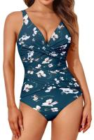 Bañador de una pieza con Control de barriga para mujer, traje de baño modesto con cuello en V - details 5
