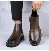 Botas Chelsea de cuero de vaca de gama alta botas de otoño e invierno de cuero genuino botas cortas británicas puntiagudas - details 1