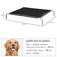 PawHut-cama elevada para perro, transpirable, para dormir, relajarse, marco de acero, interior y exterior, 130x90x20 cm, color negro - details 2