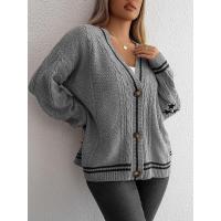 Punto con cuello en V de estilo coreano para mujer, corte holgado, moda primavera otoño, ropa informal - details 17