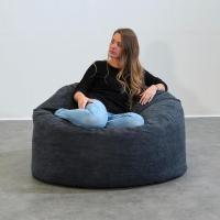 Terciopelo Acanalado - Suave y Confortable - Puff Pera con Relleno de Espuma Incluido, Óptimo Apoyo para la Espalda - Bean Bag, Sofa Puff Gigante (100 cm, Azul Marino) - details 1