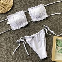 bañador unicolor para mujer, conjunto de Bikini brasileño Sexy con Tanga, traje de baño con cordones, ropa de playa 2025 - details 5