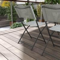 Conjunto de jardín de 5 piezas para exteriores, incluye 1 mesa de vidrio templado y 4 sillas plegables estilo moderno para terraza o patio, color gris. - details 7