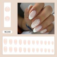24pcs Uñas Postizas Largas Almendra Blancas Francesa Press on Cubiertas Completo Detallables Uñas De Manicura Fáciles De Usar - details 2