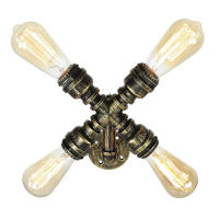 Candelabro de pared de tubería de agua Industrial Steampunk Vintage E27 Edison, lámpara de pared rústica para pasillo, cafetería, Bar, hogar, óxido - details 4