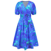 2025 Primavera Vestido de mujer europea y americana Vestido de manga larga estampado con cordones - details 4