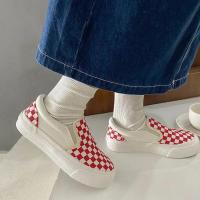 Zapatos Casuales de Cuero con Suelas Gruesas Mocasines de Cuadros para Mujer y Hombre - details 6