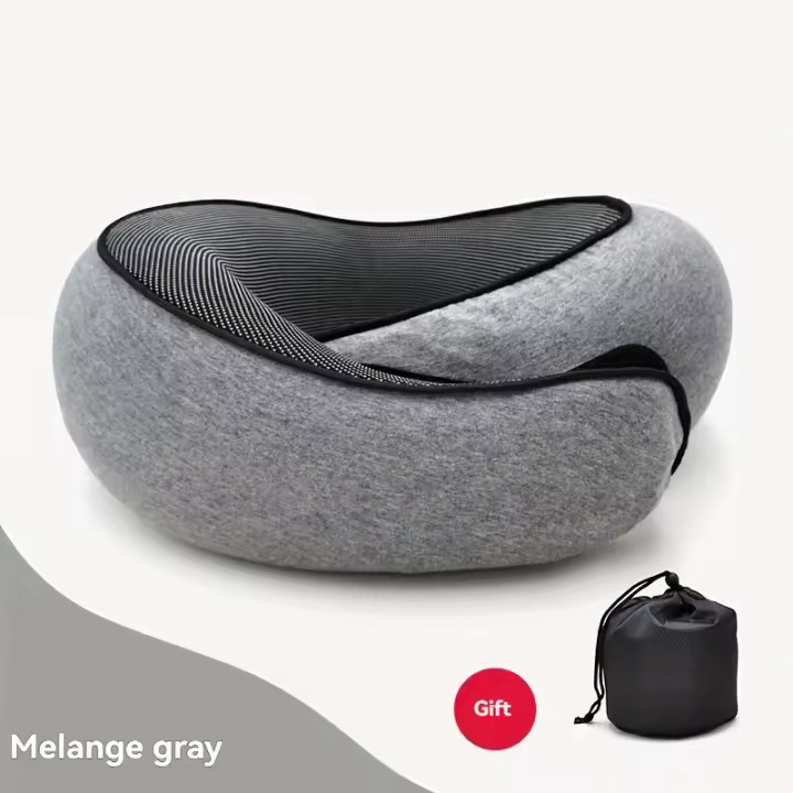 Almohada de Viaje Ergonómica de Espuma con Memoria Transpirable, Lavable en Máquina, Ligera y Portátil para Avión, Oficina, Coche, Descanso en Casa - 1