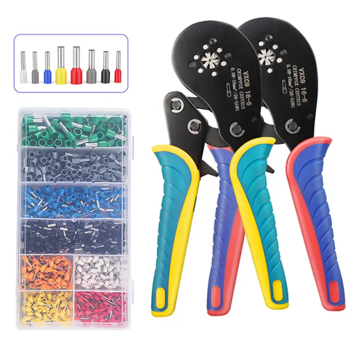 Alicates de Crimpado de Terminales Tubulares Herramientas Mini Alicates Electrícos VXC9 16-6 para Bricolaje en Casa Material de Fundición Plástico Acero - 1