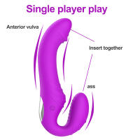 Consolador masajeador de próstata Anal sin tirantes para mujer, vibrador doble femenino, punto G, Juguetes sexuales para adultos, pareja, 10 velocidades - details 24