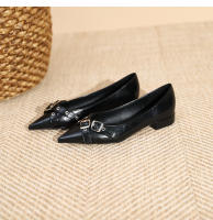 Nueva hebilla de cinturón, boca poco profunda, zapatos individuales de suela plana, zapatos individuales casuales - details 23