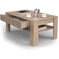 Mesa de centro, mesa central, mesa de sofá, madera ecológica, diseño moderno, estilo nórdico, medidas: 92,2 x 65 cm - details 12