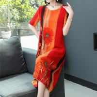 Vestido de Moda de Verano Casual para Mujeres Mayores Cintura Alta, Mangas Cortas, Estilo Suelto - details 4