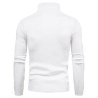 Suéter de cuello alto para hombre, suéter de punto ajustado, camisa de fondo, cálido, Color sólido, moda de otoño e invierno - details 25