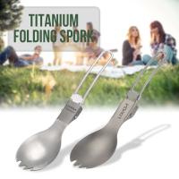 Vajilla plegable de titanio pulido mediano Lixada Spork, utilizada para cenas al aire libre, VIES, camping, mochilas - details 1